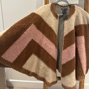 Maje Pink and Brown Wool Striped Sweater